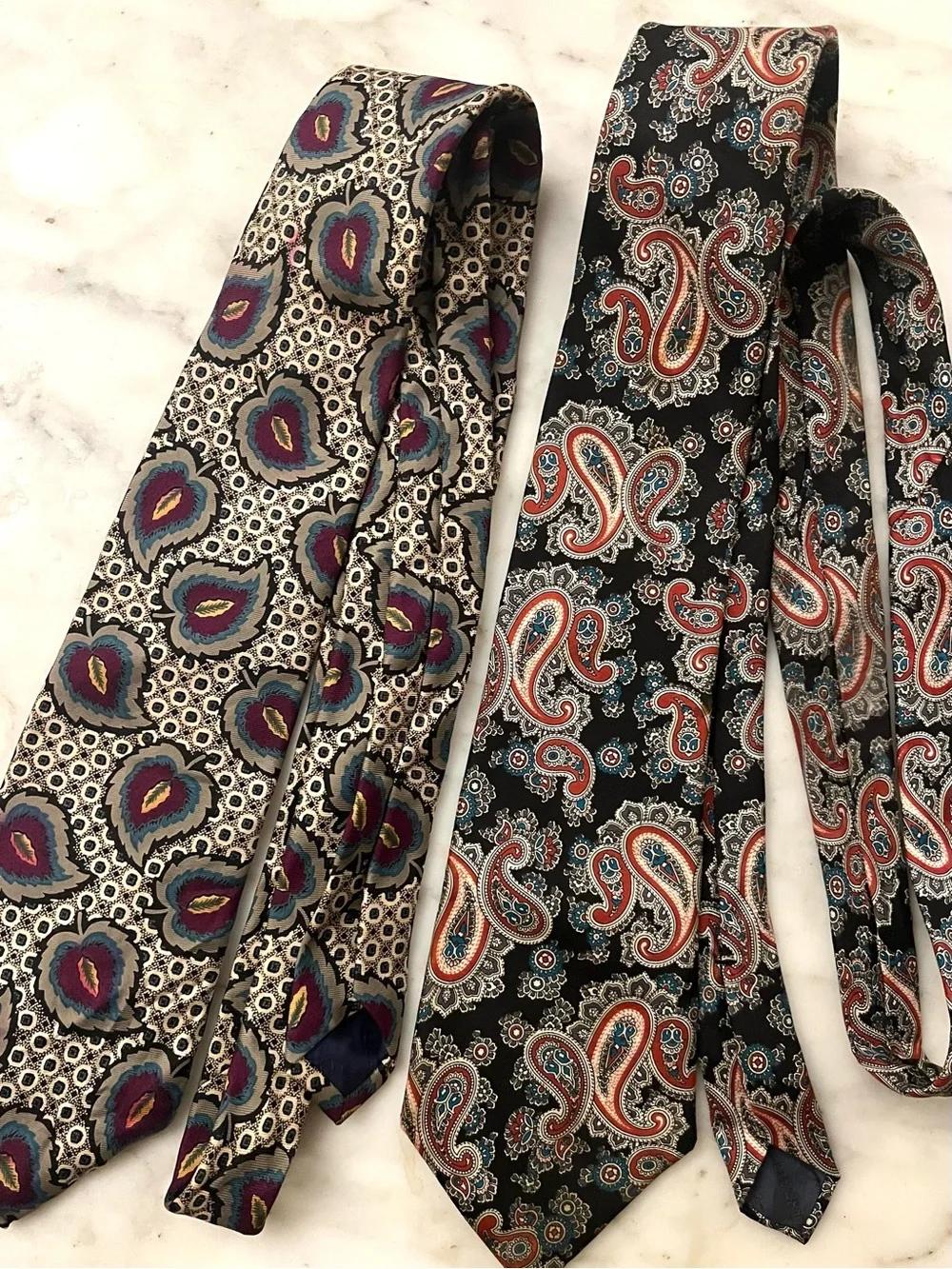 LIBERTY of LONDON Ties Lot of 2 Vintage Paisley Leaves Silk Made in USA